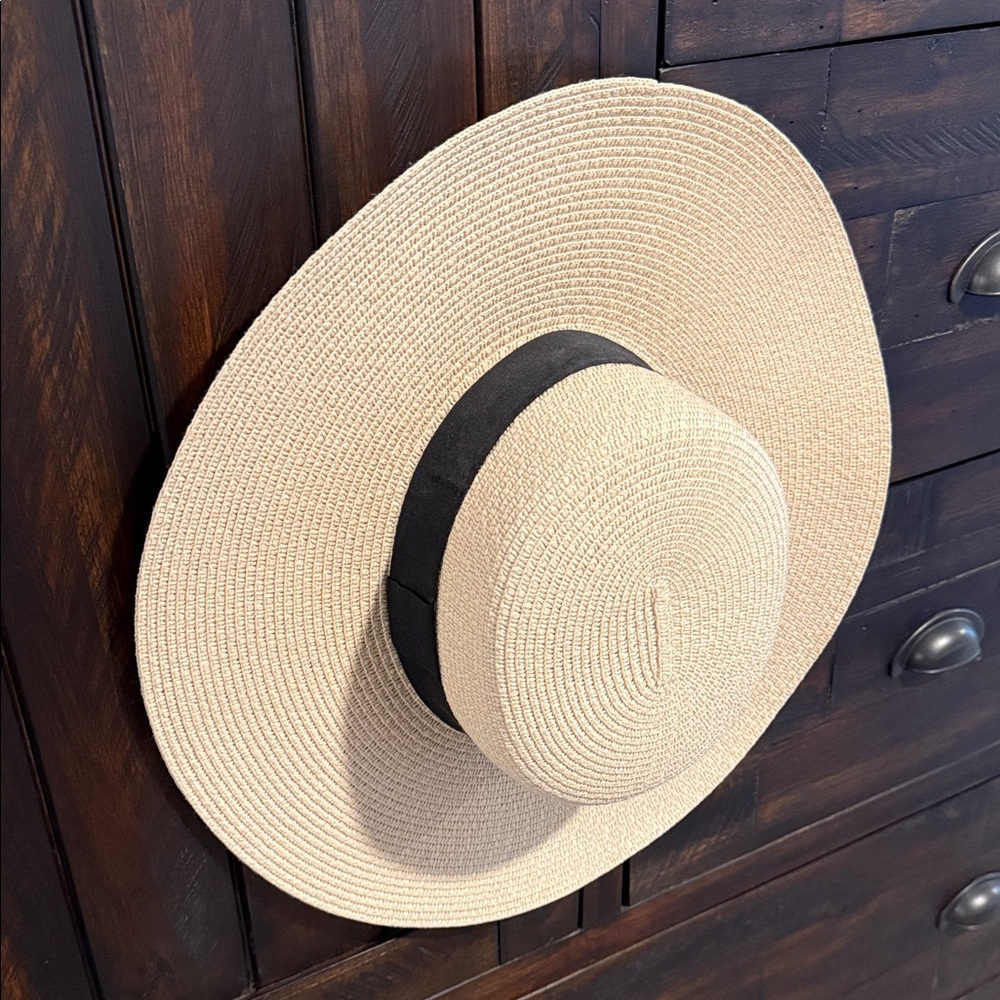 Chic Beige Sun Hat with Black Band